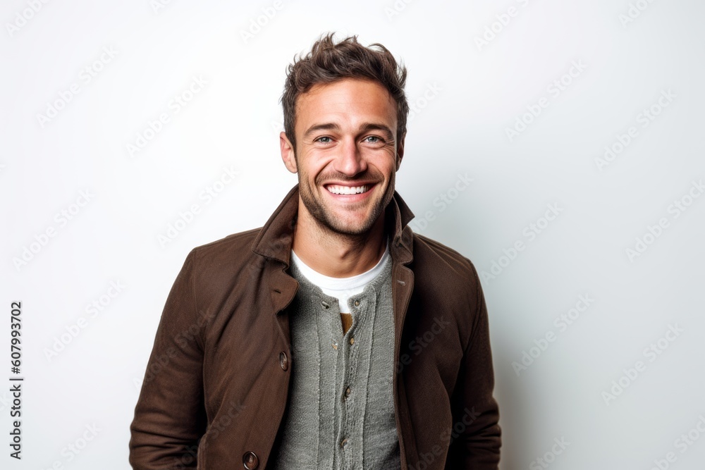 Portrait of a handsome young man smiling on a white background. Portrait of a handsome young man smiling on a white background.