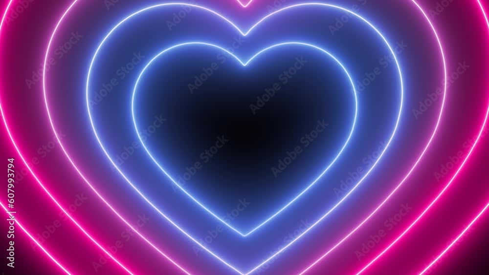 Happy Pride Month! Pride Month Bisexual Flag Colorful Hearts Abstract Background Loop. Bisexual Flag Colors. Heart Tunnel Abstract Background Wallpaper