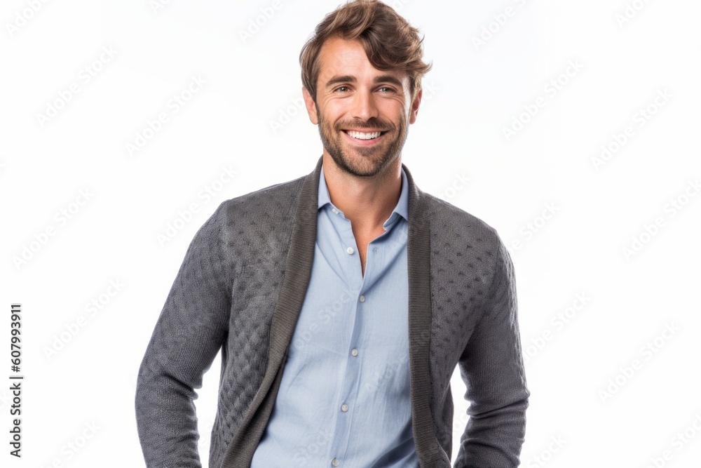Portrait of a handsome young man smiling and looking at camera isolated on a white background Portrait of a handsome young man smiling and looking at camera isolated on a white background