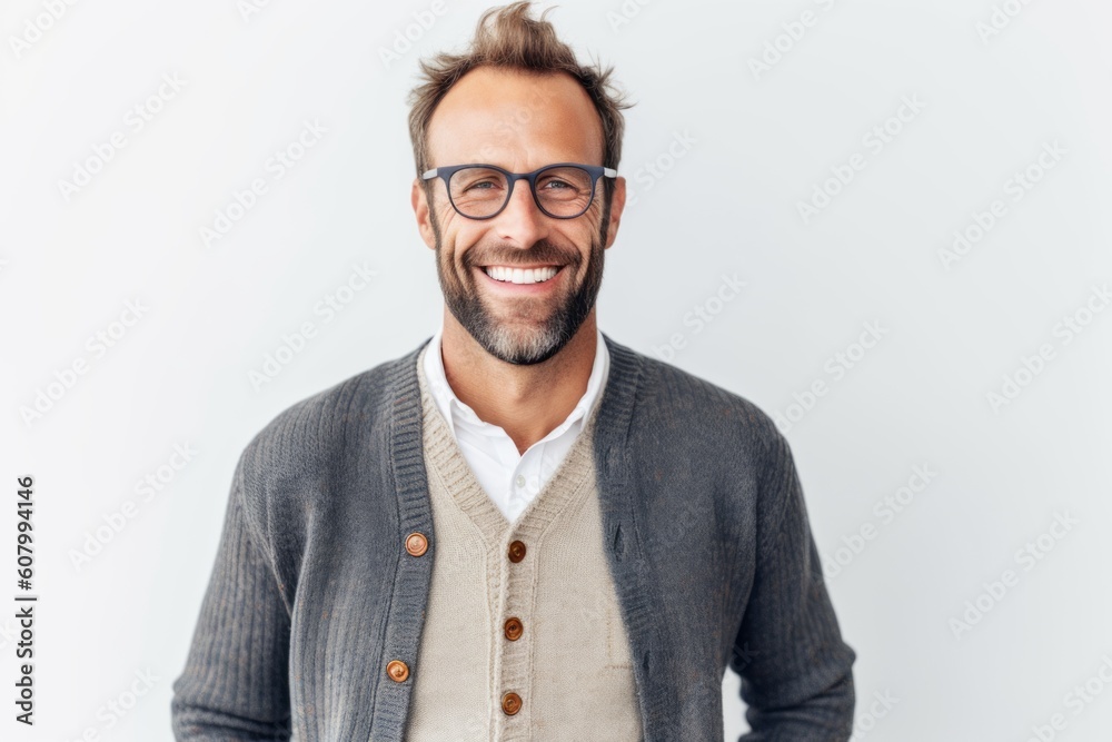 Portrait of a handsome man in eyeglasses smiling at camera Portrait of a handsome man in eyeglasses smiling at camera