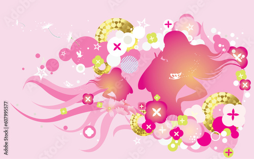 fashion girl pattern design background..