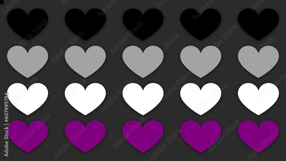 Happy Pride Month Asexual Pride Flag Heart Line Background