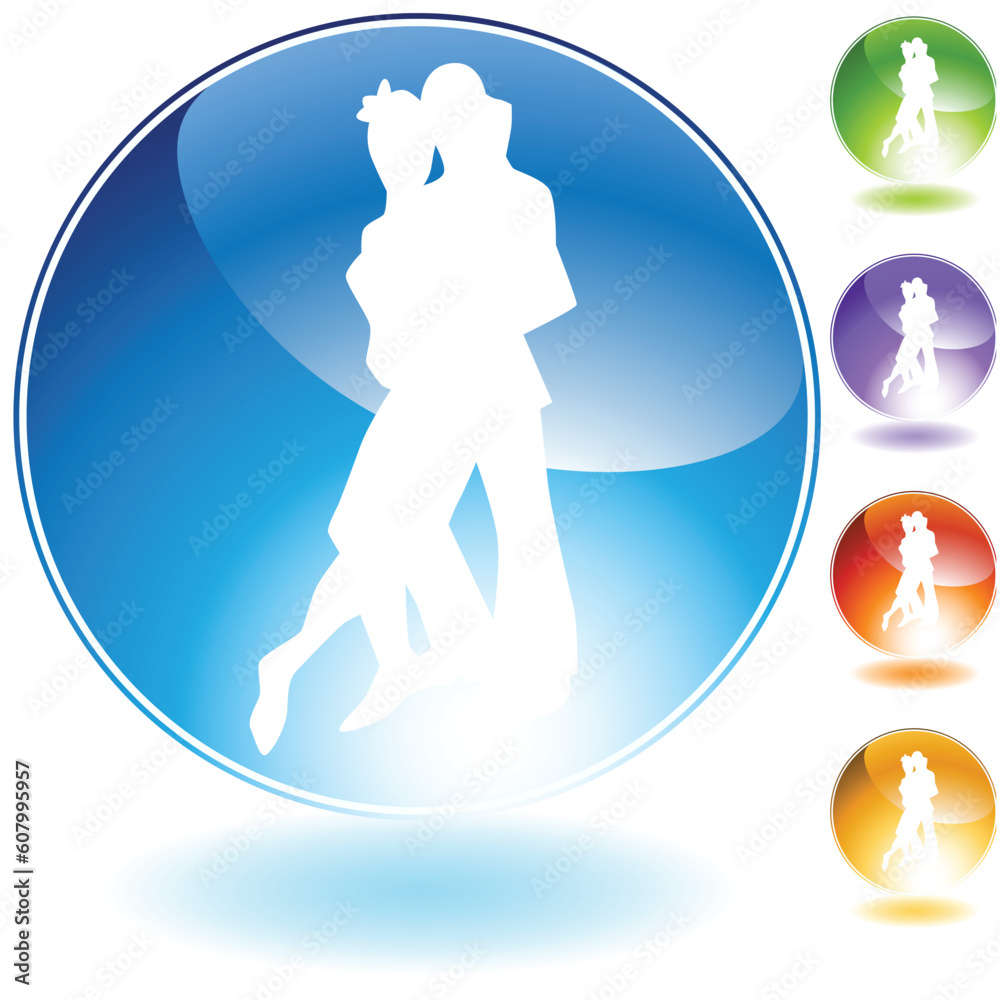 Dancing people crystal icon isolated on a white background.