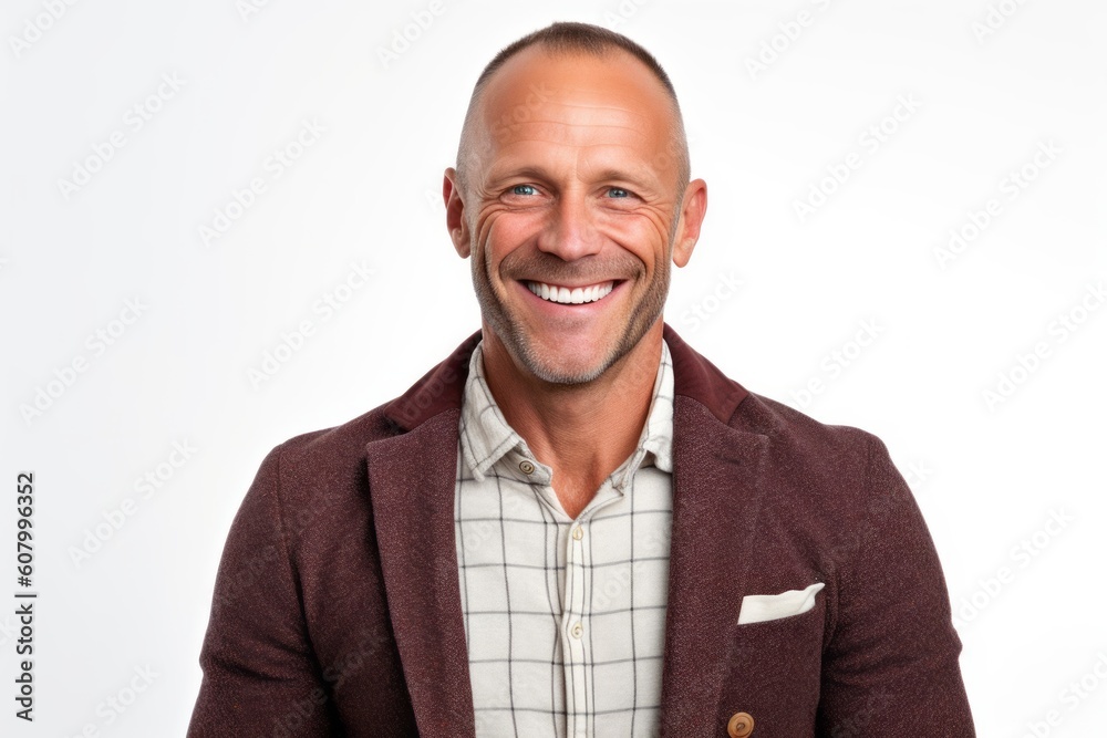 Portrait of a happy mature man smiling isolated on a white background Portrait of a happy mature man smiling isolated on a white background