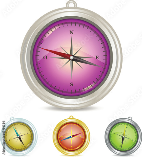 Compass Illustration Set (global swatches included, easy to change colors)