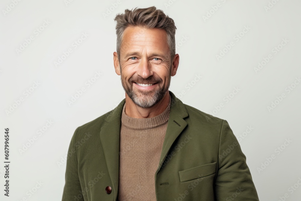Portrait of a handsome mature man smiling at the camera isolated on a white background Portrait of a handsome mature man smiling at the camera isolated on a white background