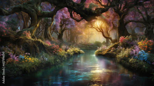 Step into a world of enchantment and wonder with a stunning, hyper-realistic image of nature that captures the essence of its magical beauty. Created using generative AI.
