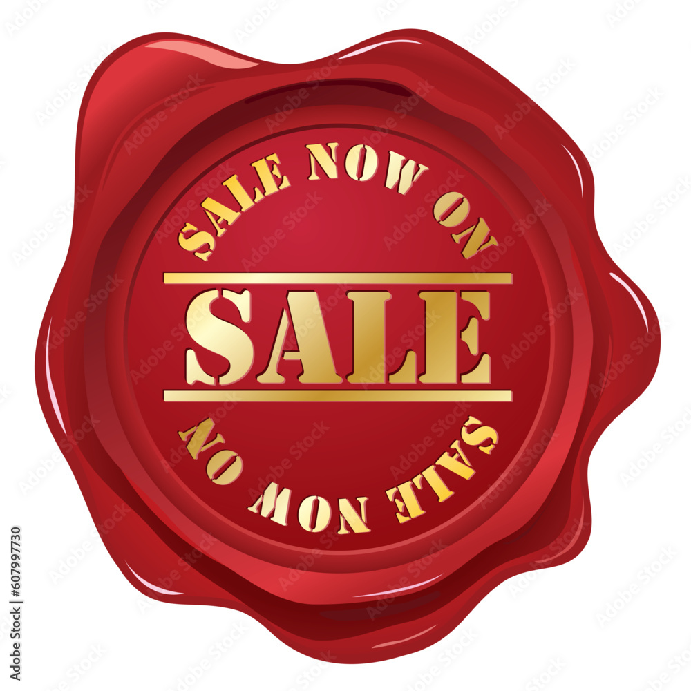 Sale wax seal. Isolated on white for easy editing. Sale wax seal. Isolated on white for easy editing.
