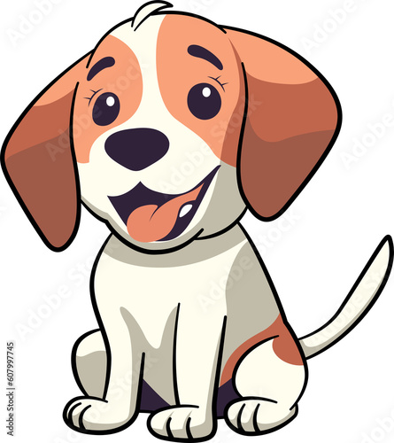Beagle cute dog with outline