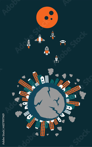 Escape from fallen Earth to new life on Moon