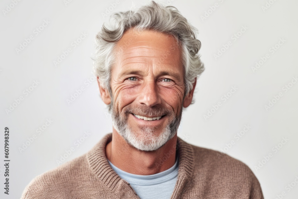 Portrait of a handsome mature man smiling at camera over white background Portrait of a handsome mature man smiling at camera over white background