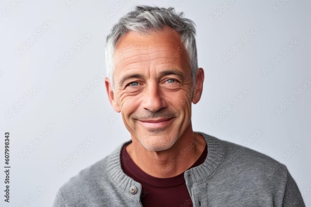Portrait of a smiling mature man looking at camera isolated on a white background Portrait of a smiling mature man looking at camera isolated on a white background