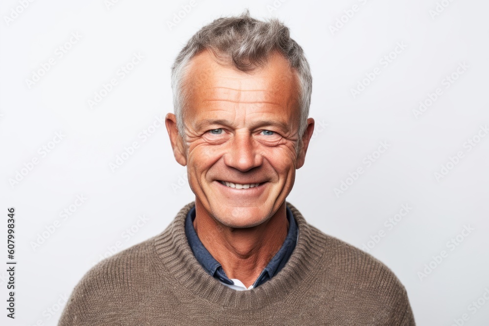 Portrait of a smiling senior man looking at camera on white background Portrait of a smiling senior man looking at camera on white background