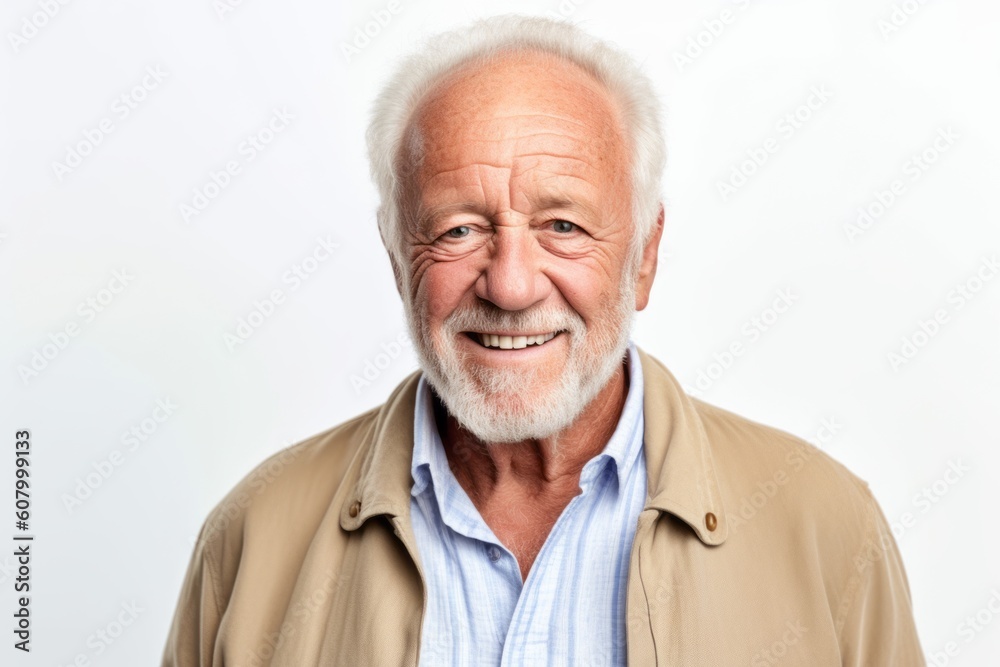 Portrait of a senior man smiling at the camera on a white background Portrait of a senior man smiling at the camera on a white background