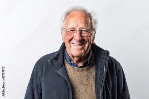 Portrait of a senior man with glasses smiling at the camera. © Robert MEYNER