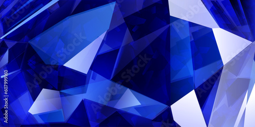 Abstract crystal background in blue colors with refracting of light and highlights on the facets