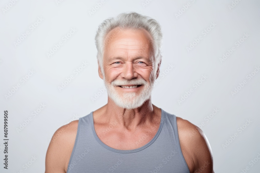 Portrait of a happy senior man smiling at camera isolated on a white background Portrait of a happy senior man smiling at camera isolated on a white background