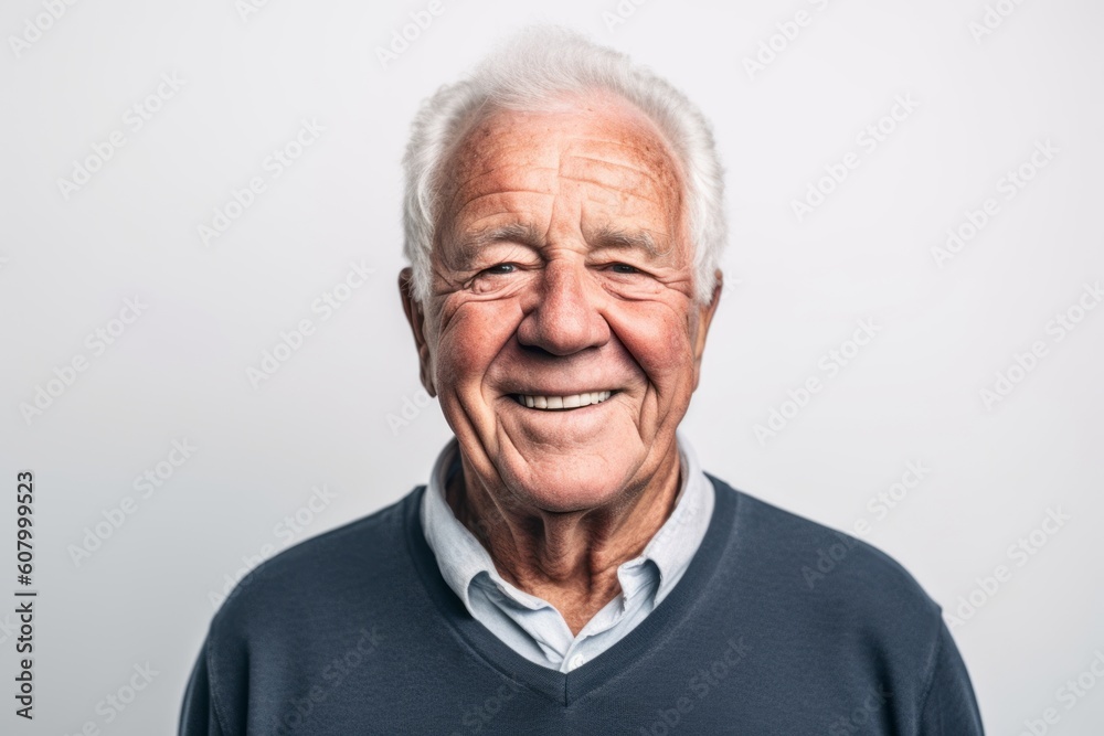 Portrait of a senior man smiling at the camera on a white background Portrait of a senior man smiling at the camera on a white background