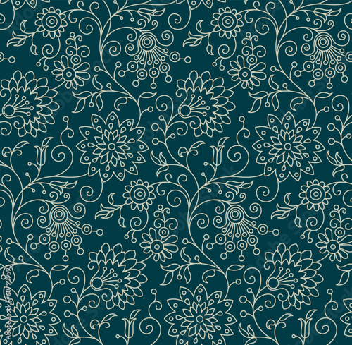 Seamless background from a floral ornament, Fashionable modern wallpaper or textile
