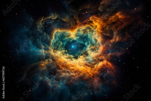 beautiful interstellar space nebula glows in the sky created with Generative AI technology