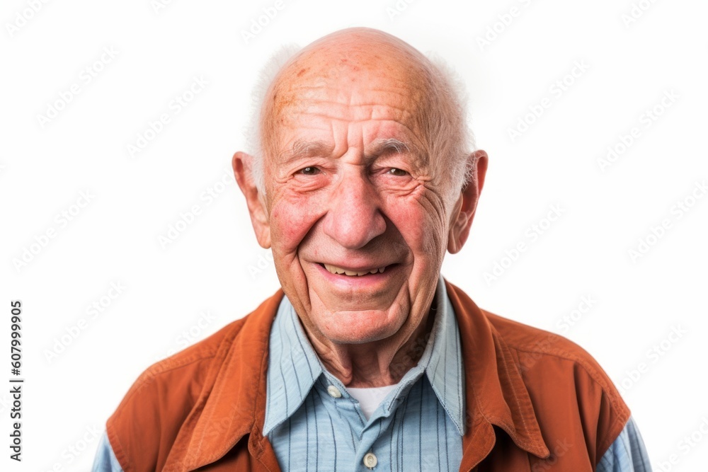 Portrait of an old man with a smile on a white background Portrait of an old man with a smile on a white background