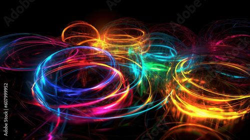 painting with light on a black background. Abstract color design Modern art. Illustration design of paint for background. Generative AI