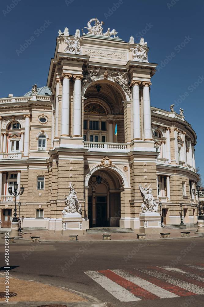 Odessa, Ukraine - March 15, 2023: Odessa State Academic Opera and Ballet Theatre. War of Russia against Ukraine.