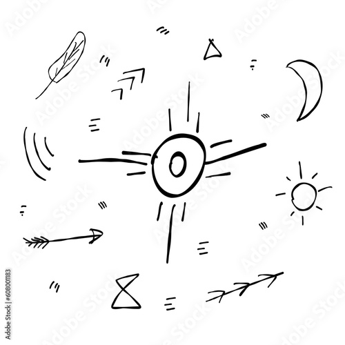 boho elements arrows icons signs symbols doodle
