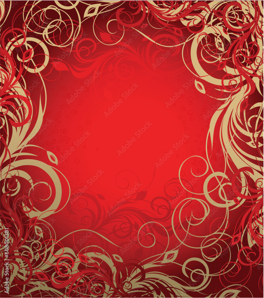 Vector red and brown floral background with pattern Vector red and brown floral background with pattern