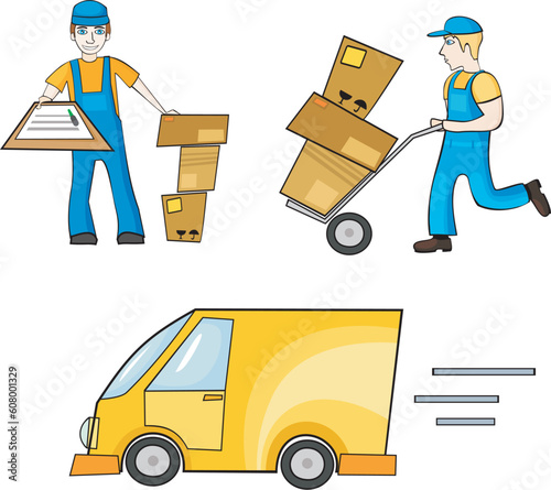 vector illustration of a  delivering set