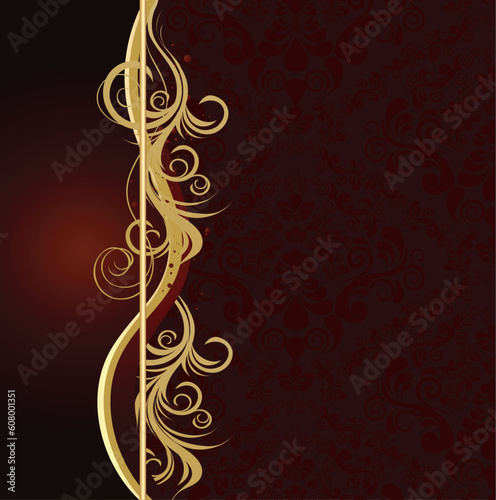 Illustration with decorative seamless royal ornament and floral wave