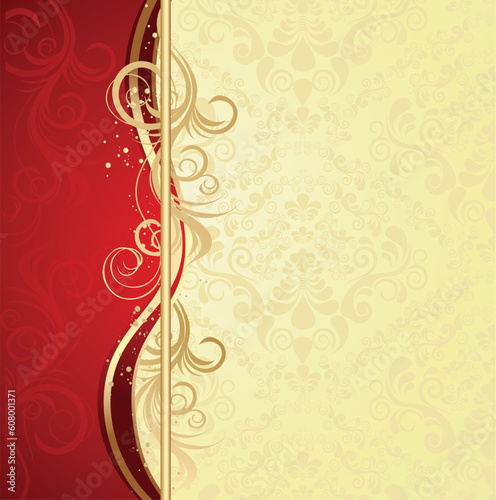Illustration with decorative seamless royal ornament and floral wave