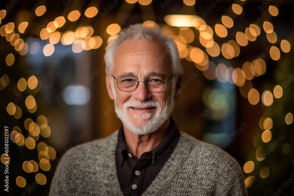 Portrait of a happy senior man with a gray beard and glasses Portrait of a happy senior man with a gray beard and glasses