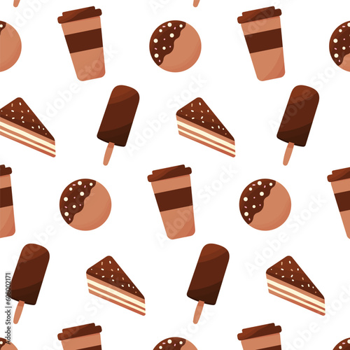 cake ice cream donut coffee brown pattern