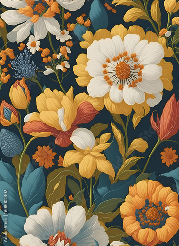 Vintage Beautiful Color Flowers Background