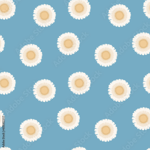 Kwiatowy wzór wektorowy. Stokrotki na jasnym tle. Prosty design do wykorzystania na tkaninach lub w innych projektach. Wzór powtarzalny.