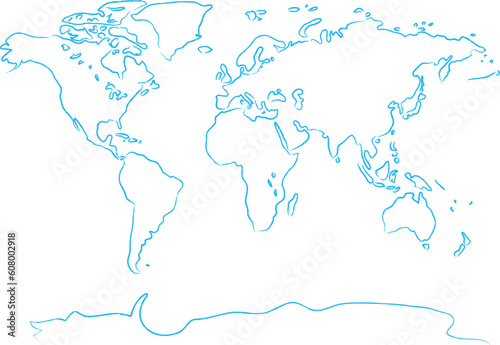 Drawing the world map a blue brush