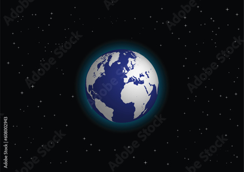 Planet earth and stars in space