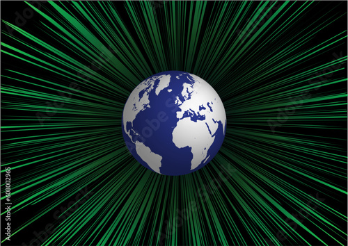 Green explosion and globe