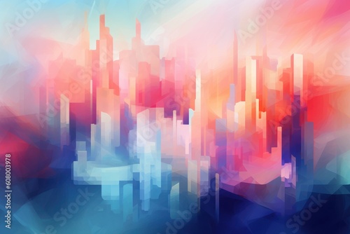 Abstract building in city pastel tone vibe. Business background concept.