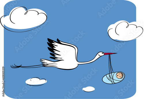 Stork with the kid