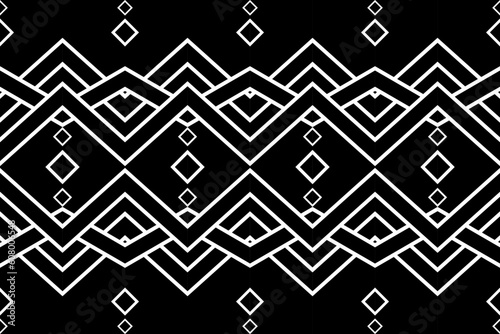 Geometric ethnic black and white pattern traditional Design for background,carpet,wallpaper,clothing,wrapping,fabric,Vector illustration.embroidery style.