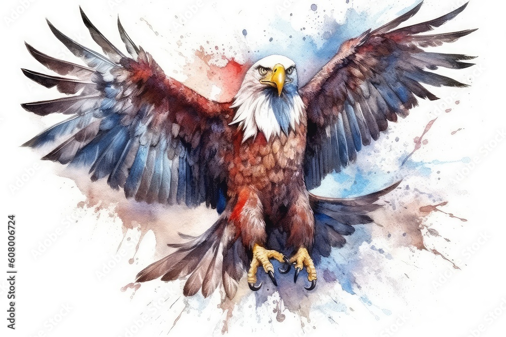 Fototapeta premium american bald eagle with american flag