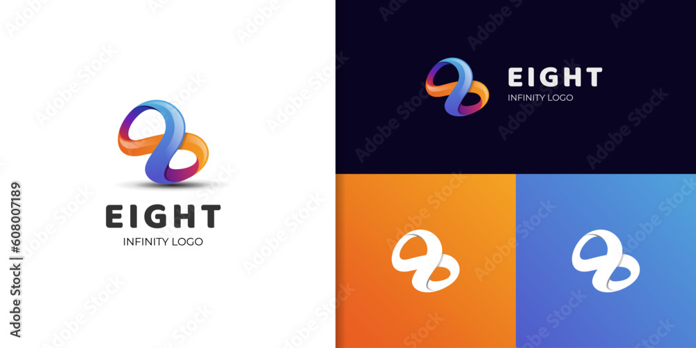 Abstract Colorful infinity Logo Design Elements, eight number for name technology brand