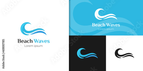 ocean blue wave abstract water logo icon design element, water wave simple logo element