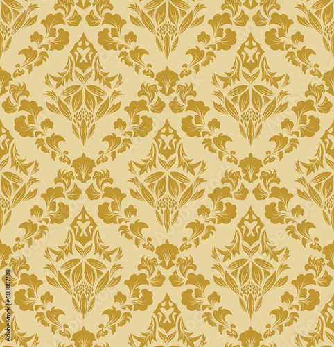 Damask seamless vector background.  For easy making seamless pattern just drag all group into swatches bar, and use it for filling any contours.