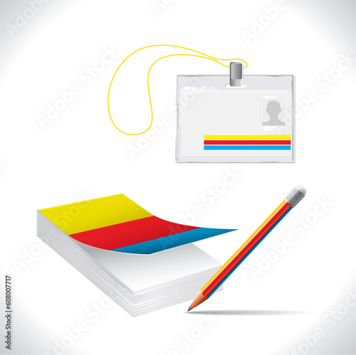 Office Supplies (notebook, pencil, name tag with space for your text)