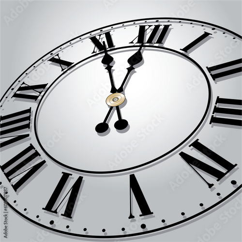 Time concept with watch or clock, five to twelve, 5 before 12. Vector illustration, includes a high resolution JPEG.