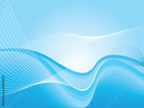 abstract blue wave with white lines vector illustration
