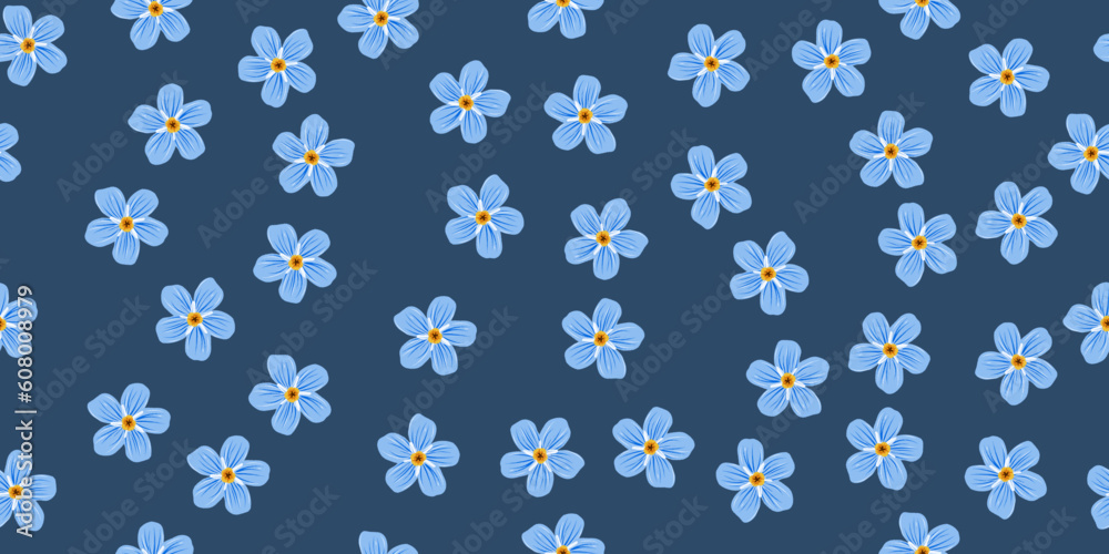 SEAMLESS PATTERN OF LITTLE BLUE FLOWERS ON A BLUE BACKGROUND IDEAL FOR CLOTHING PRINTS AND CUSTOM WALLPAPER SEAMLESS PATTERN OF LITTLE BLUE FLOWERS ON A BLUE BACKGROUND IDEAL FOR CLOTHING PRINTS AND CUSTOM WALLPAPER